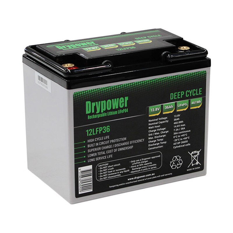 12.8V 36Ah (5hr rate) 4S10P LiFePO4 Battery M8 Bolt Battery World