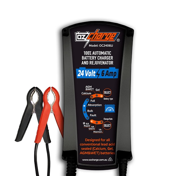 Oz charge 24V 6A 9 Stage Battery Charger Battery World