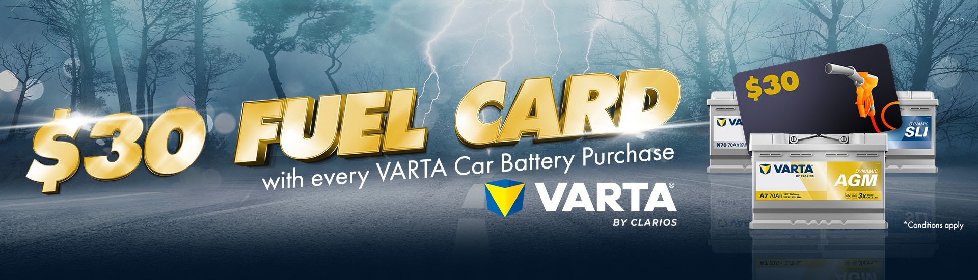 $30 Fuel Card with every Varta auto battery