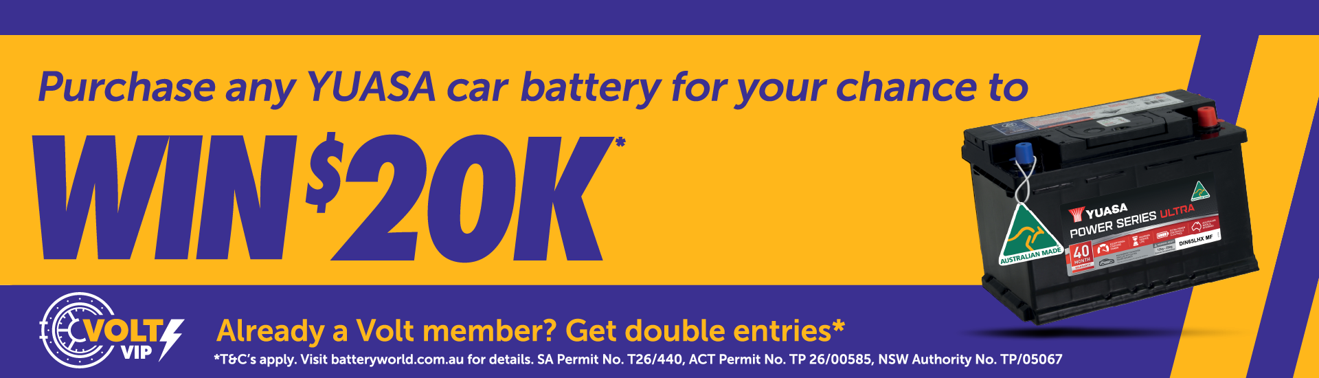 Purchase any Yuasa car battery for your chance to win $20K