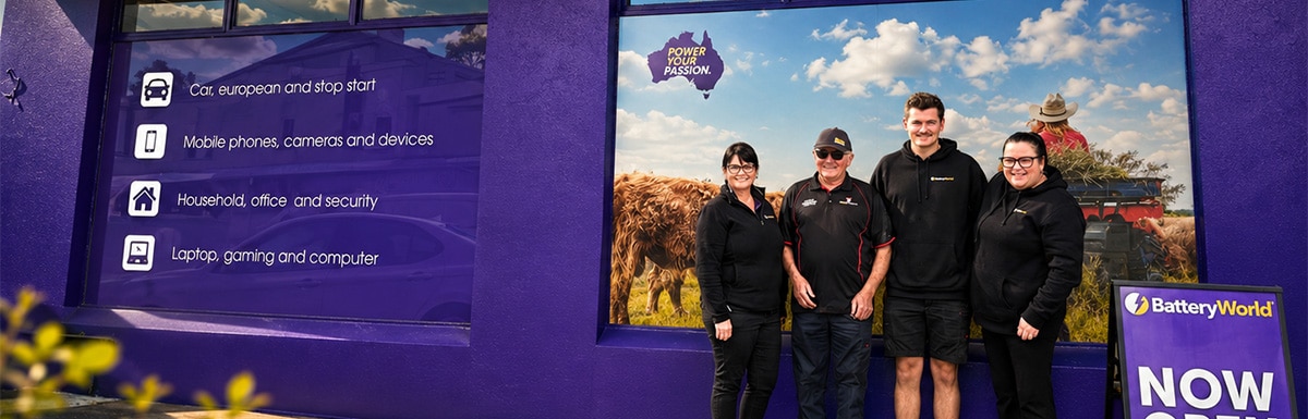The team outside Battery World Maitland